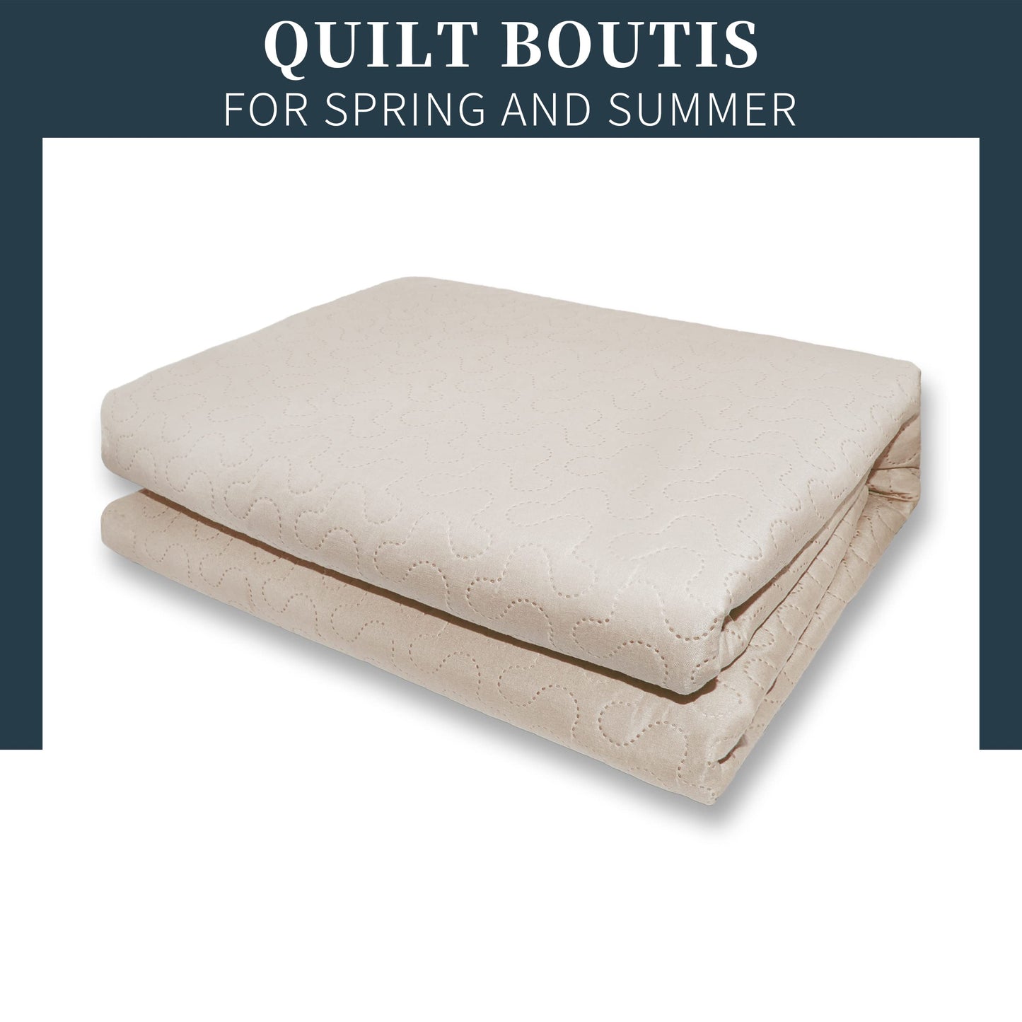 Colcha Boutis para Primavera y Verano Bicolor Reversible Liso - COLOR BEIGE