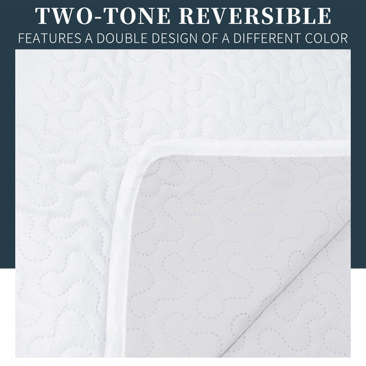 Colcha Boutis para Primavera y Verano Bicolor Reversible Liso - COLOR BLANCO