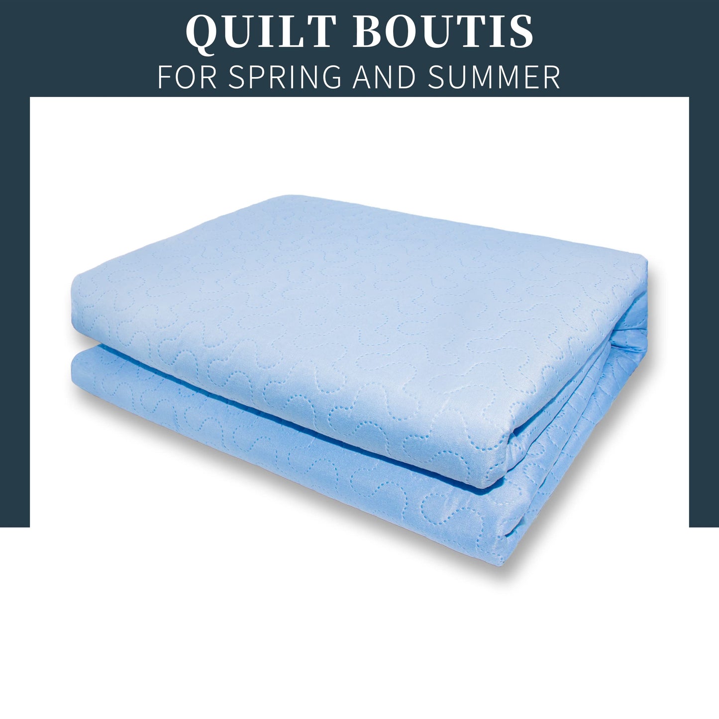 Colcha Boutis para Primavera y Verano Bicolor Reversible Liso - COLOR AZUL