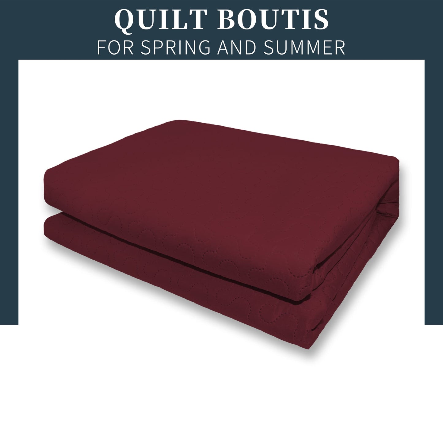 Colcha Boutis para Primavera y Verano Bicolor Reversible Liso - COLOR ROJO