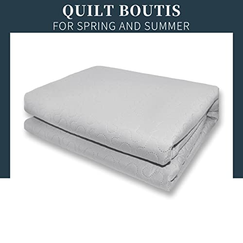 Colcha Boutis para Primavera y Verano Bicolor Reversible Liso - COLOR GRIS