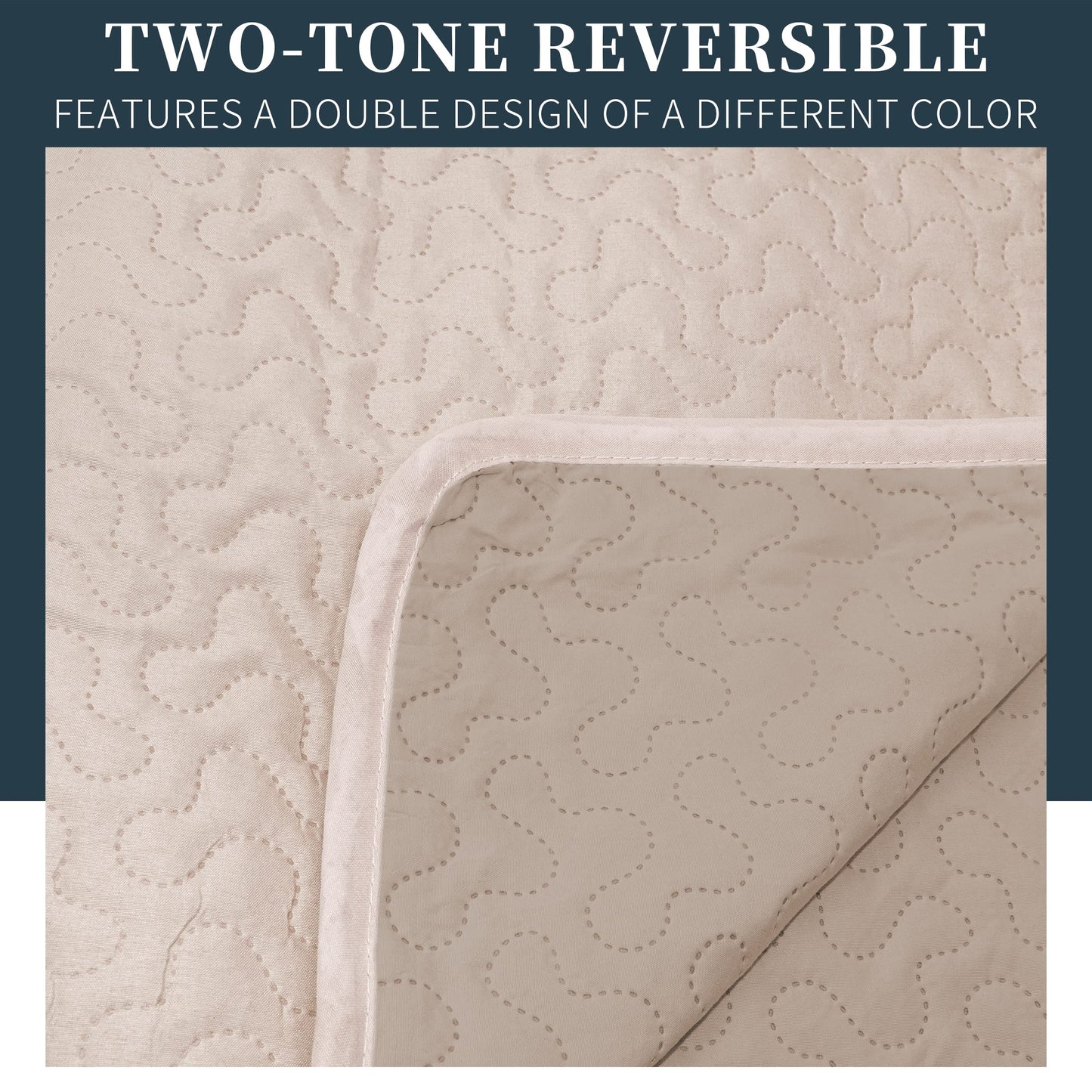 Colcha Boutis para Primavera y Verano Bicolor Reversible Liso - COLOR BEIGE