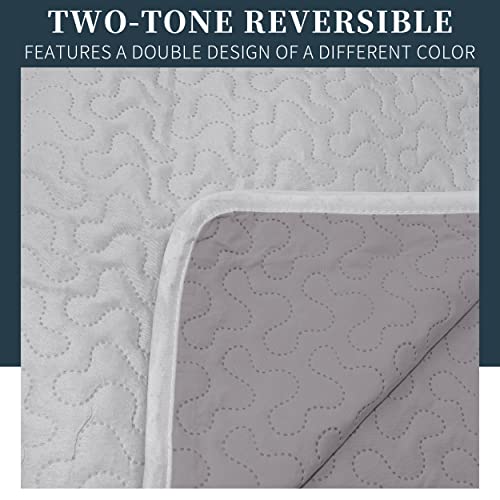 Colcha Boutis para Primavera y Verano Bicolor Reversible Liso - COLOR GRIS