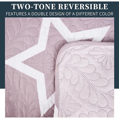 Colcha Boutis para Primavera y Verano Bicolor Reversible Liso - MODELO ESTRELLAS