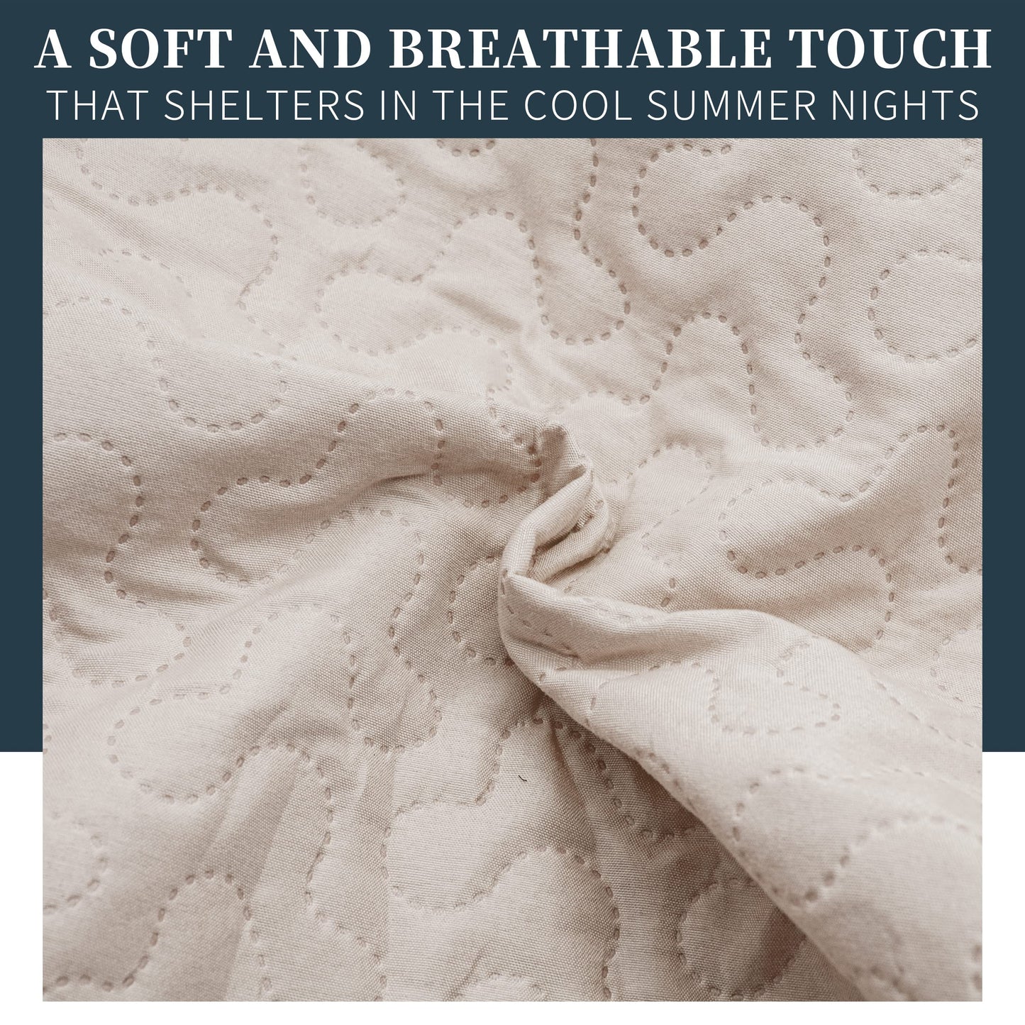 Colcha Boutis para Primavera y Verano Bicolor Reversible Liso - COLOR BEIGE