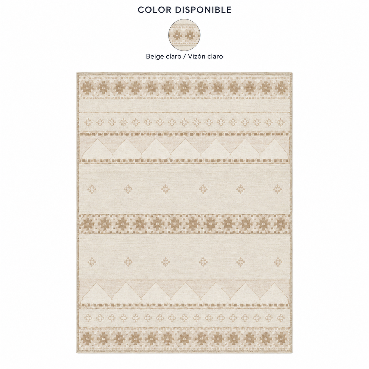 Alfombra Beige de Bandas Geométricas Decorativas — 1 colores: Beige claro / Vizón claro