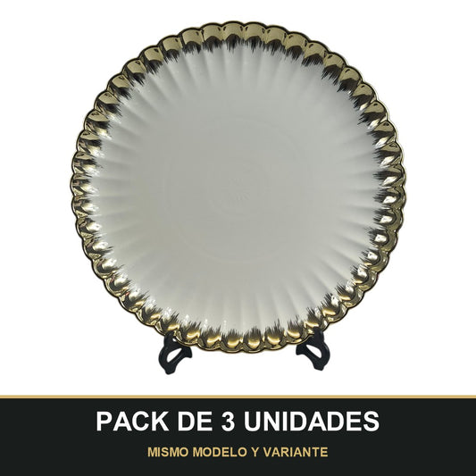 PACK DE 3 UNIDADES — Plato de Cerámica Ø36cm. MISMO MODELO Y VARIANTE
