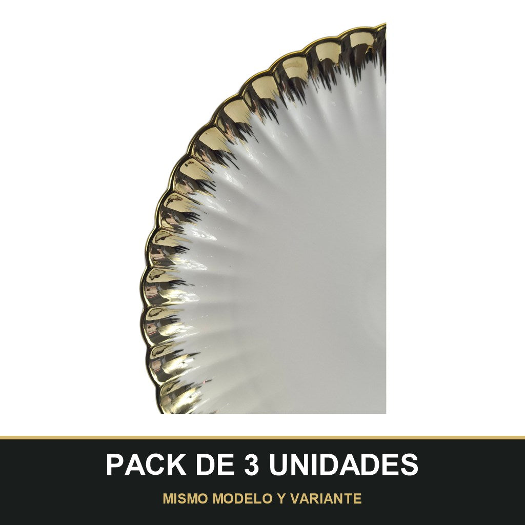 PACK DE 3 UNIDADES — Plato de cerámica Ø31,5cm. MISMO MODELO Y VARIANTE
