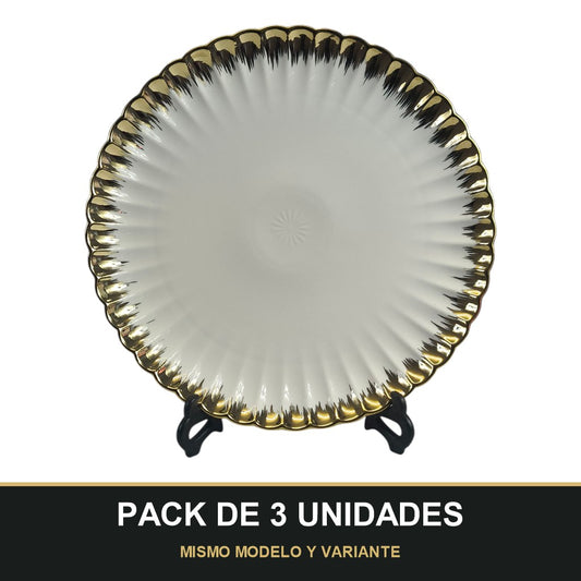 PACK DE 3 UNIDADES — Plato de cerámica Ø31,5cm. MISMO MODELO Y VARIANTE