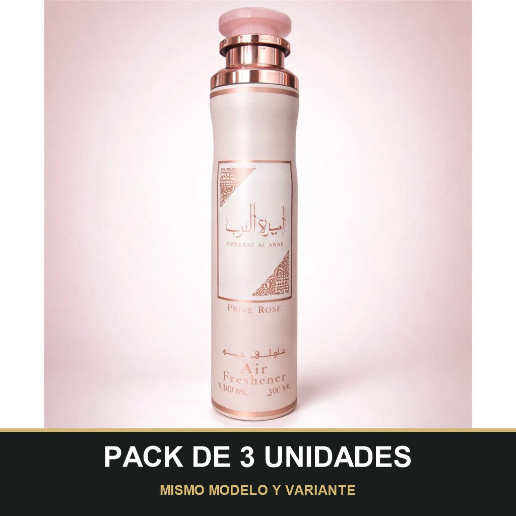 PACK DE 3 UNIDADES — Ambientador Ameerat al Arab Prive Rose de Asdaaf · 300 ml. MISMO MODELO Y VARIANTE
