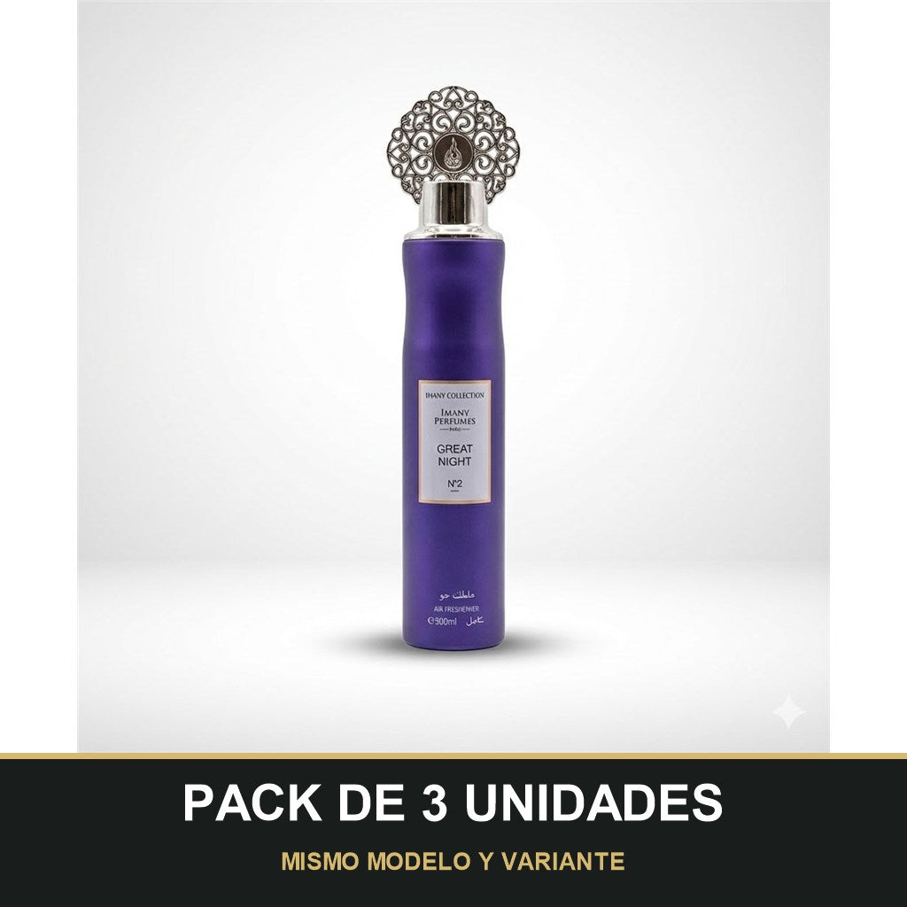 PACK DE 3 UNIDADES — Ambientador Great Night de Imany · 300 ml. MISMO MODELO Y VARIANTE