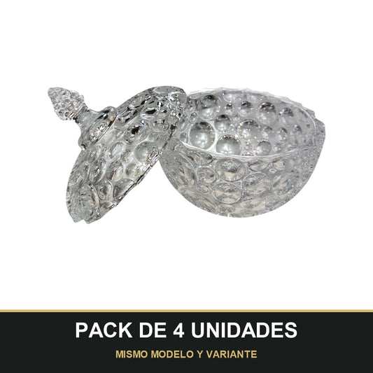 PACK DE 4 UNIDADES — Azucarero de Cristal – Serie Dots. MISMO MODELO Y VARIANTE