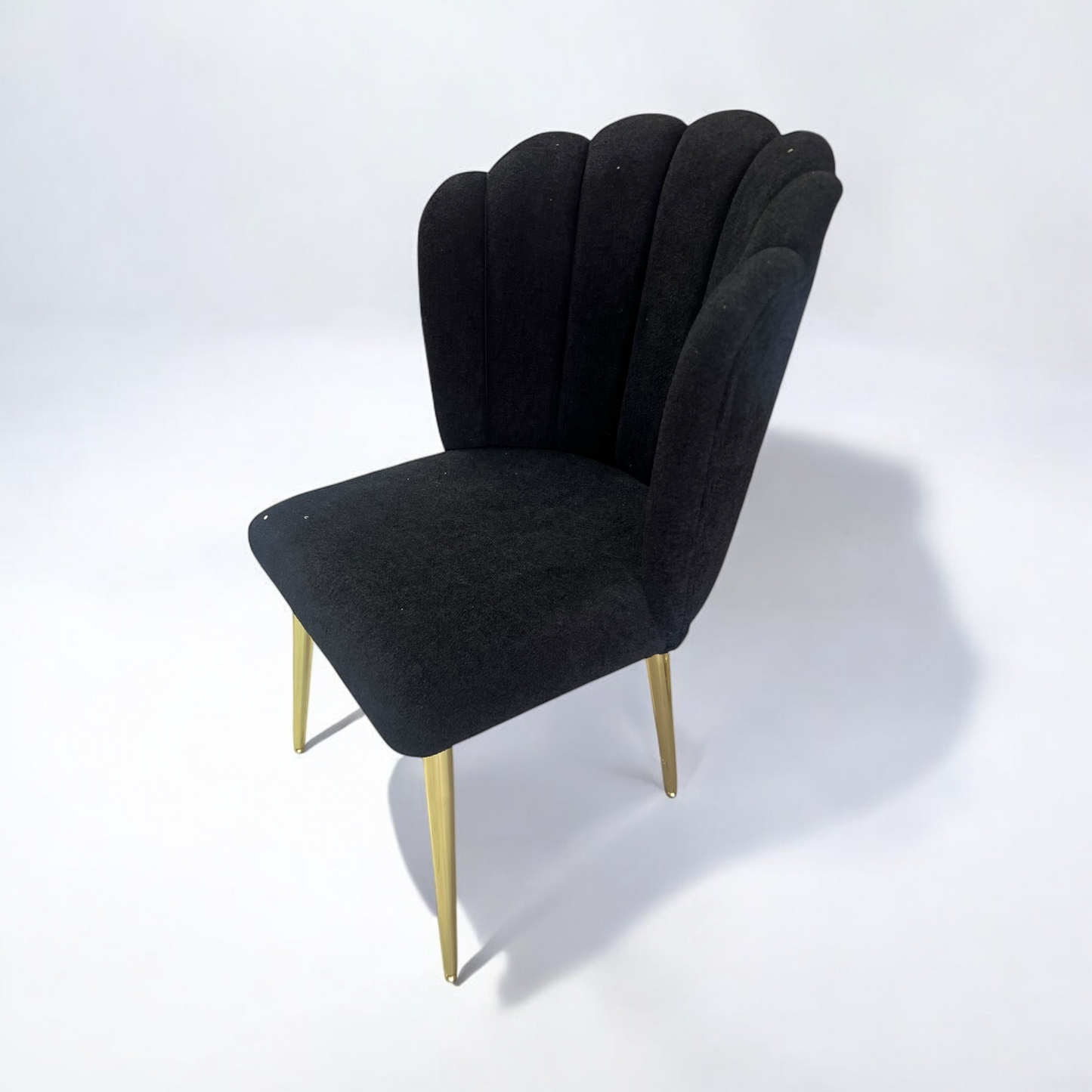 Silla tela bouclé PAPATYAV28 color negro, patas de metal dorado