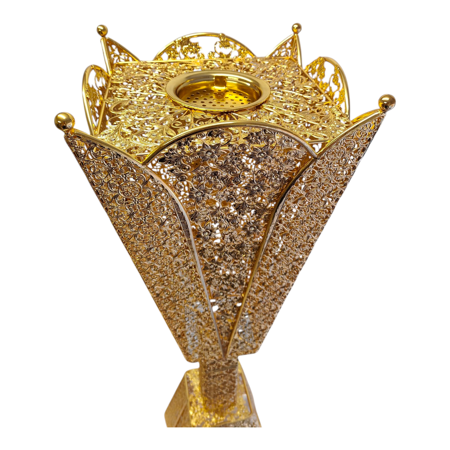 🕌 Quemador de Incienso Árabe Dorado de Pie 120 cm – Decoración Oriental de Lujo
