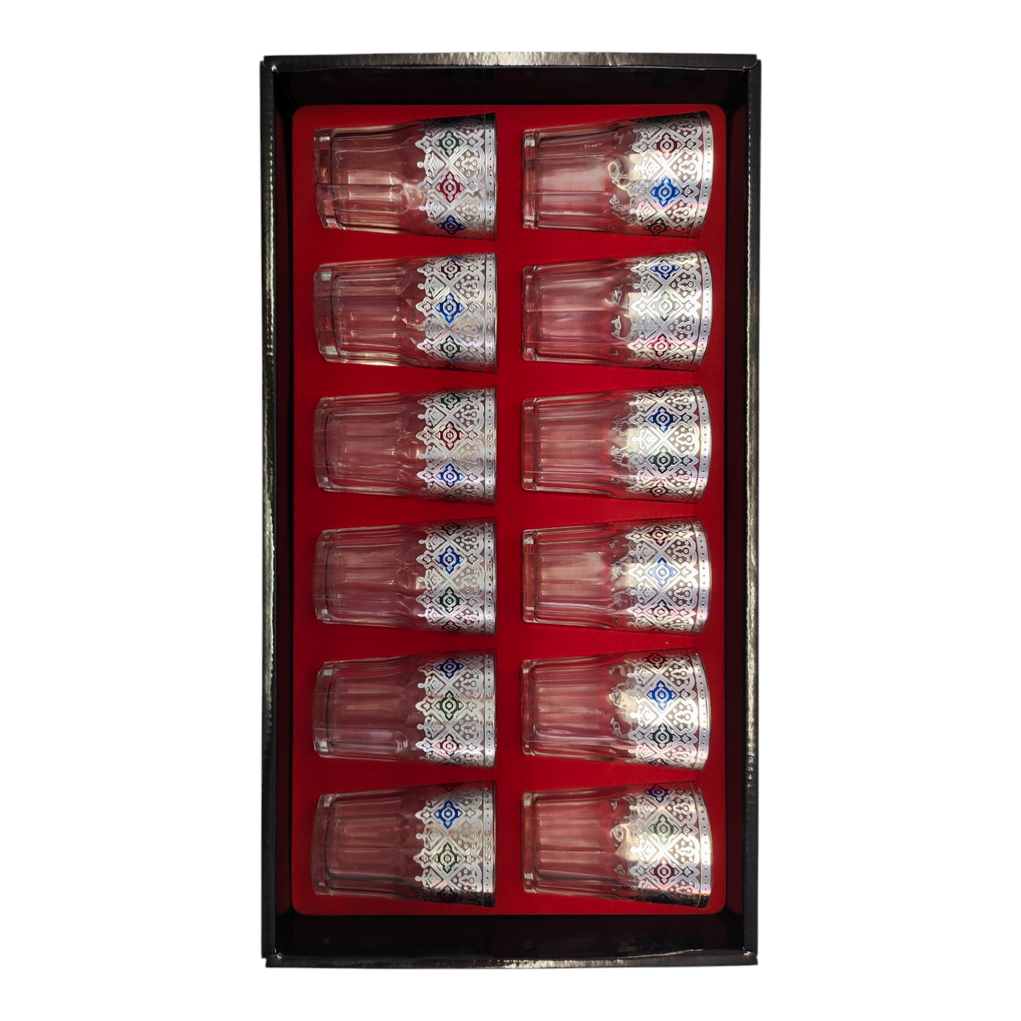 Vaso de Cristal Decorado para Té Árabe - Estilo Azul y Dorado Oriental