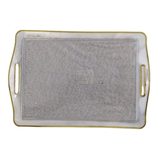 ✨ Bandeja Rectangular Transparente con Borde Dorado — Elegancia y Versatilidad 🌟