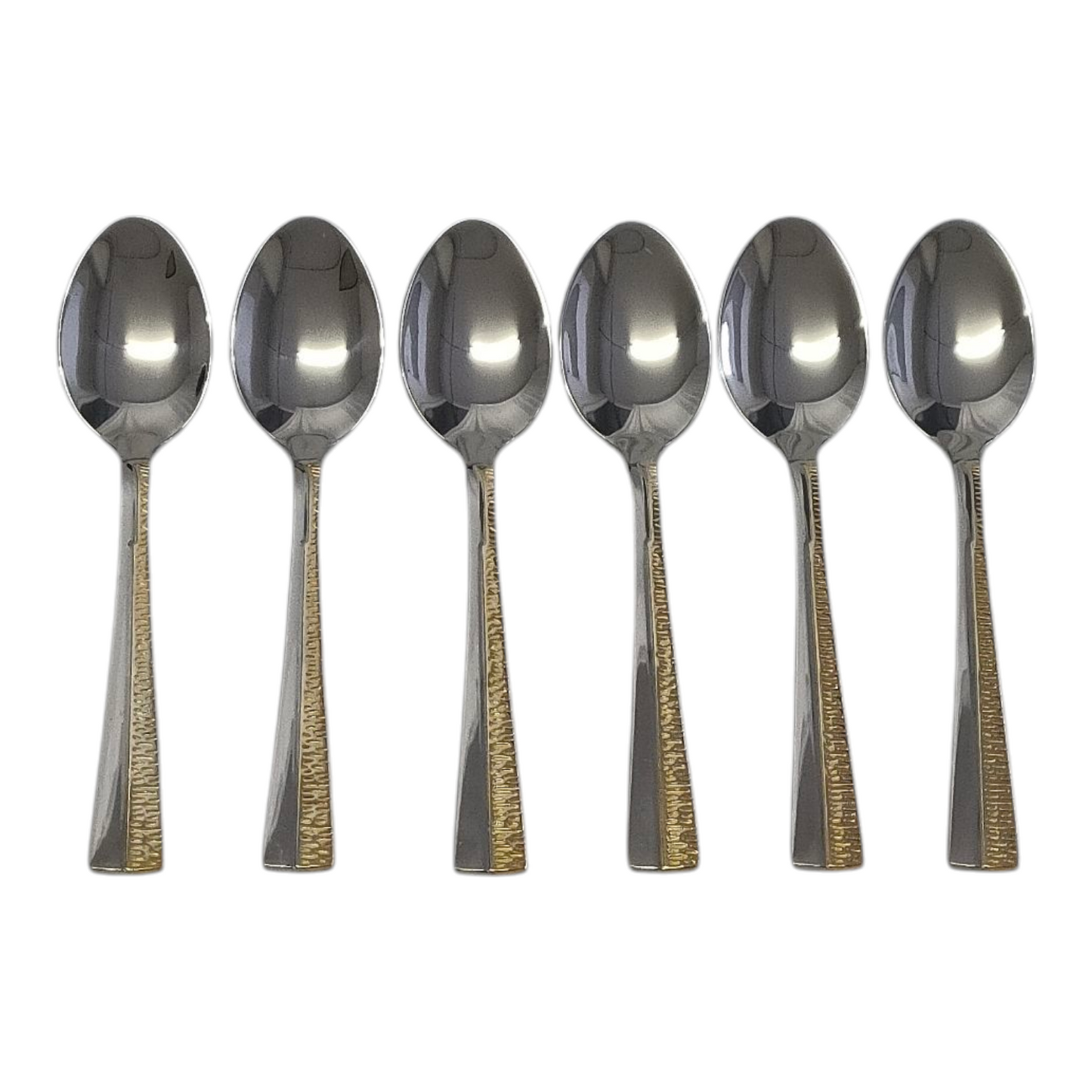 Set de 6 Cucharillas de Café – Acero Inoxidable con Detalle Dorado | Acabado Espejo