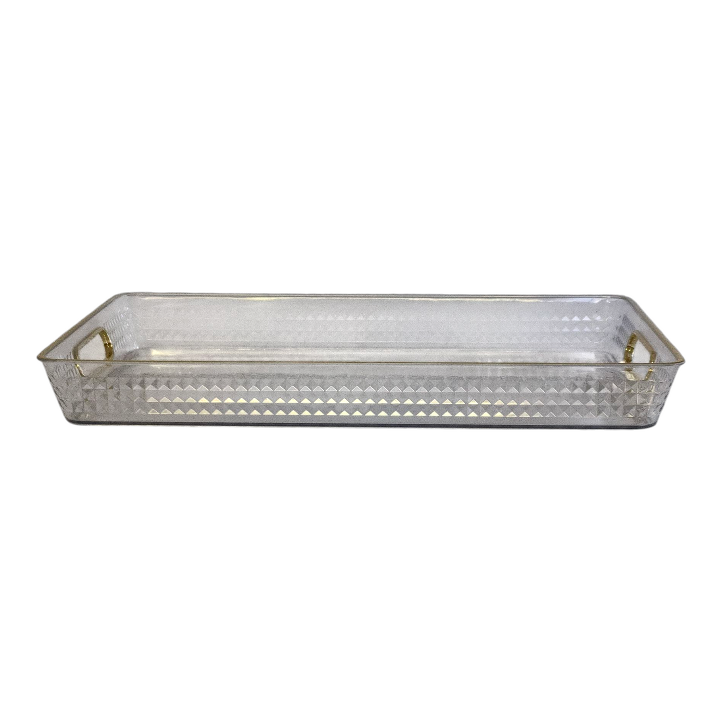 💎 Bandeja Rectangular de Cristal con Relieve y Borde Dorado — Estilo y Distinción ✨