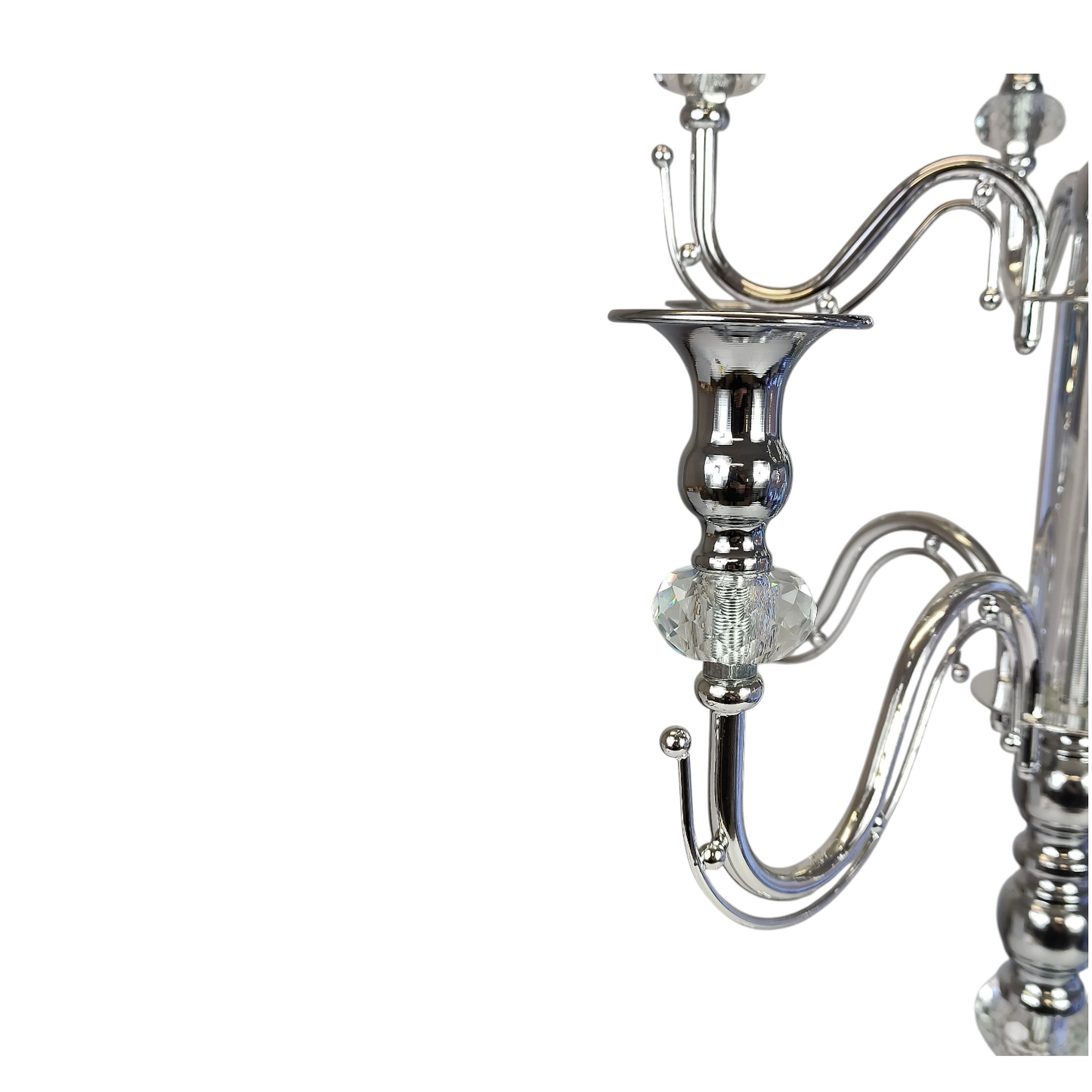 Candelabro de Pie de 5 Brazos en Metal Dorado con Detalles de Cristal – 120 cm