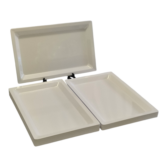 Juego de 12 Platos Rectangulares Blancos 40 × 26 cm – Bandejas de Servicio