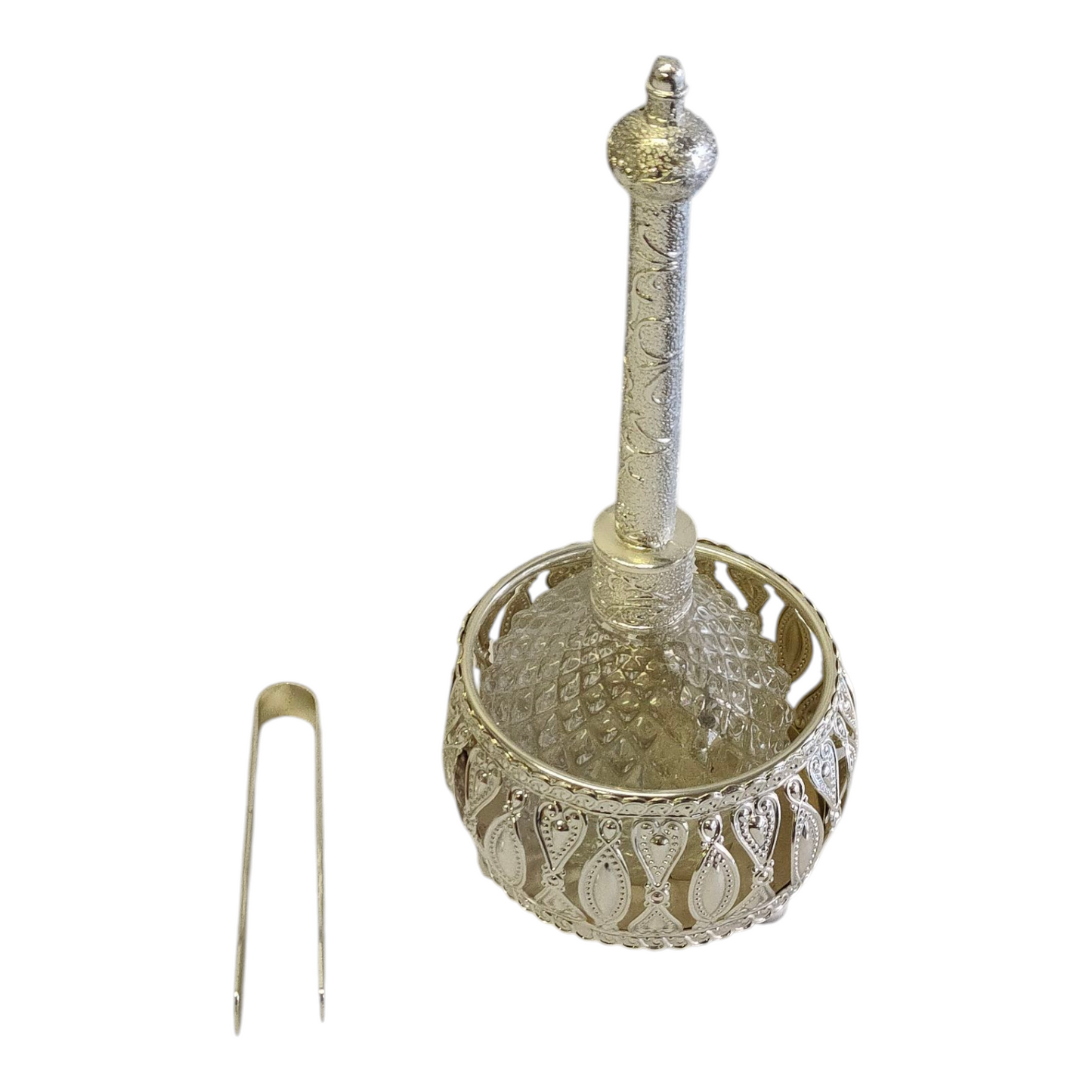 Set Árabe de Incienso y Perfume Plateado — Bandeja Decorativa con Quemador y Frascos