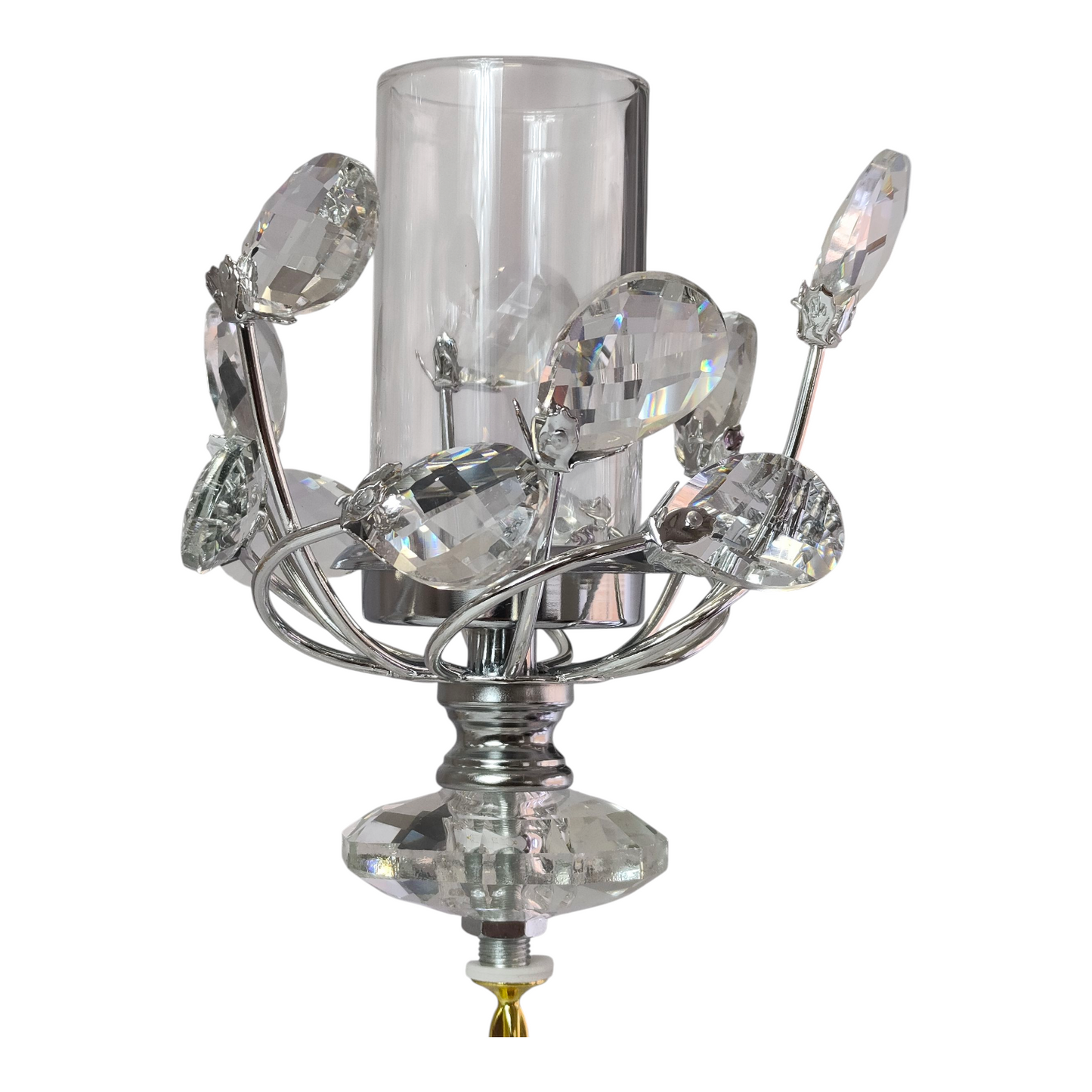 Candelabro de Cristal y Metal Plateado con 5 Brazos — Estilo Elegante y Moderno