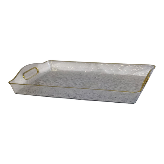 ✨ Bandeja Rectangular Transparente con Borde Dorado — Elegancia y Versatilidad 🌟