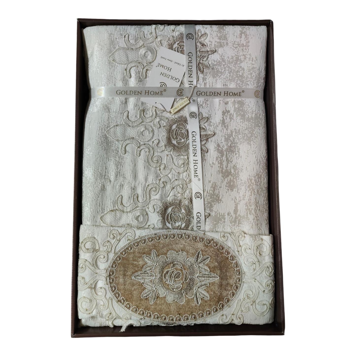 Juego de Cama de Lujo "Bologna" – Elegancia Clásica con Bordados en Relieve - COLOR CREMA