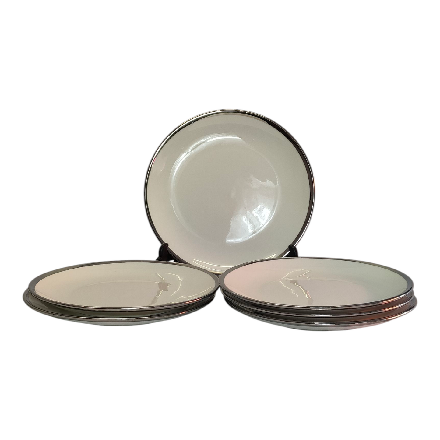 🍽️ Set de Vajilla de 24 Piezas de Porcelana con Borde Plateado — Elegancia Moderna y Sofisticada ✨