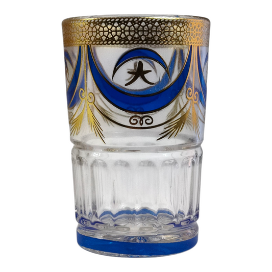 Vaso de Cristal Decorado para Té Árabe - Estilo Azul Nazar