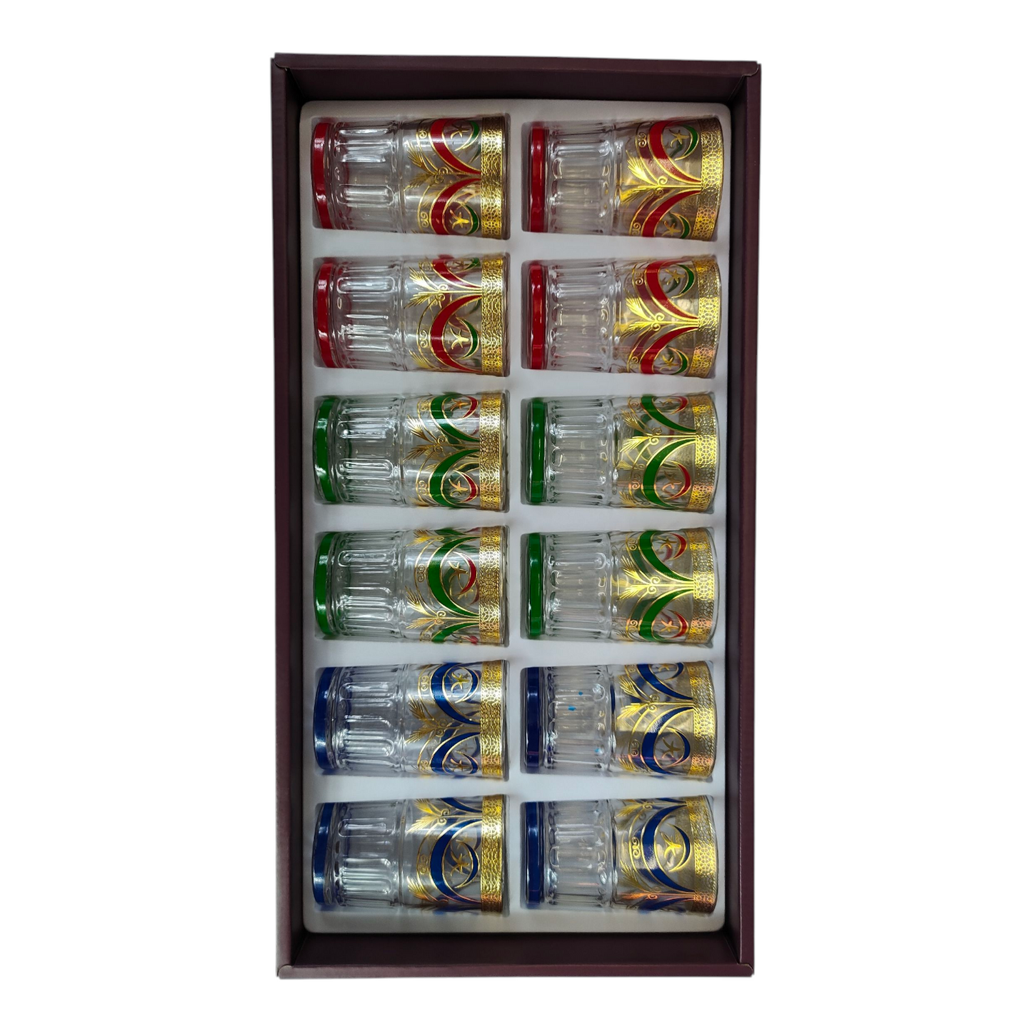 Chávena de vidro decorada para chá árabe - Estilo Nazar Azul