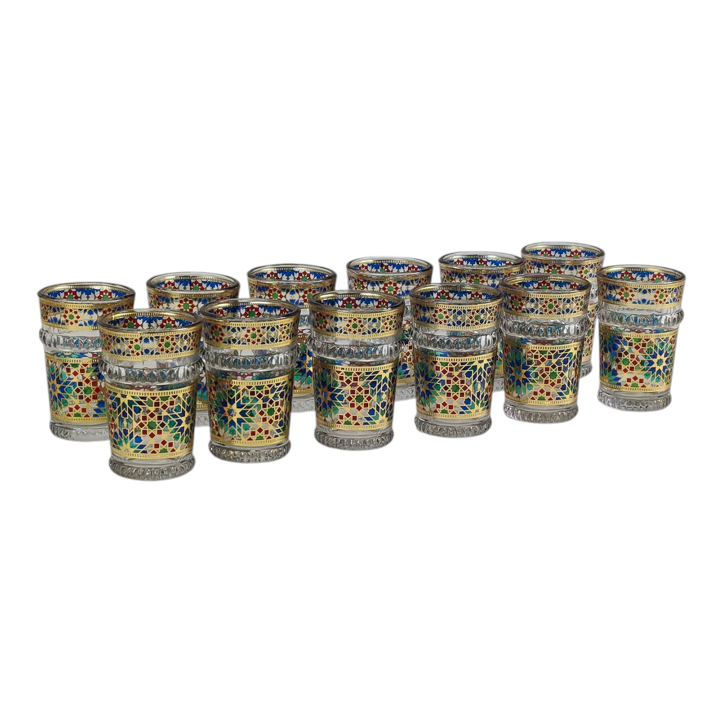 Vaso de Cristal Decorado para Té Árabe - Estilo Marrón Dorado Real