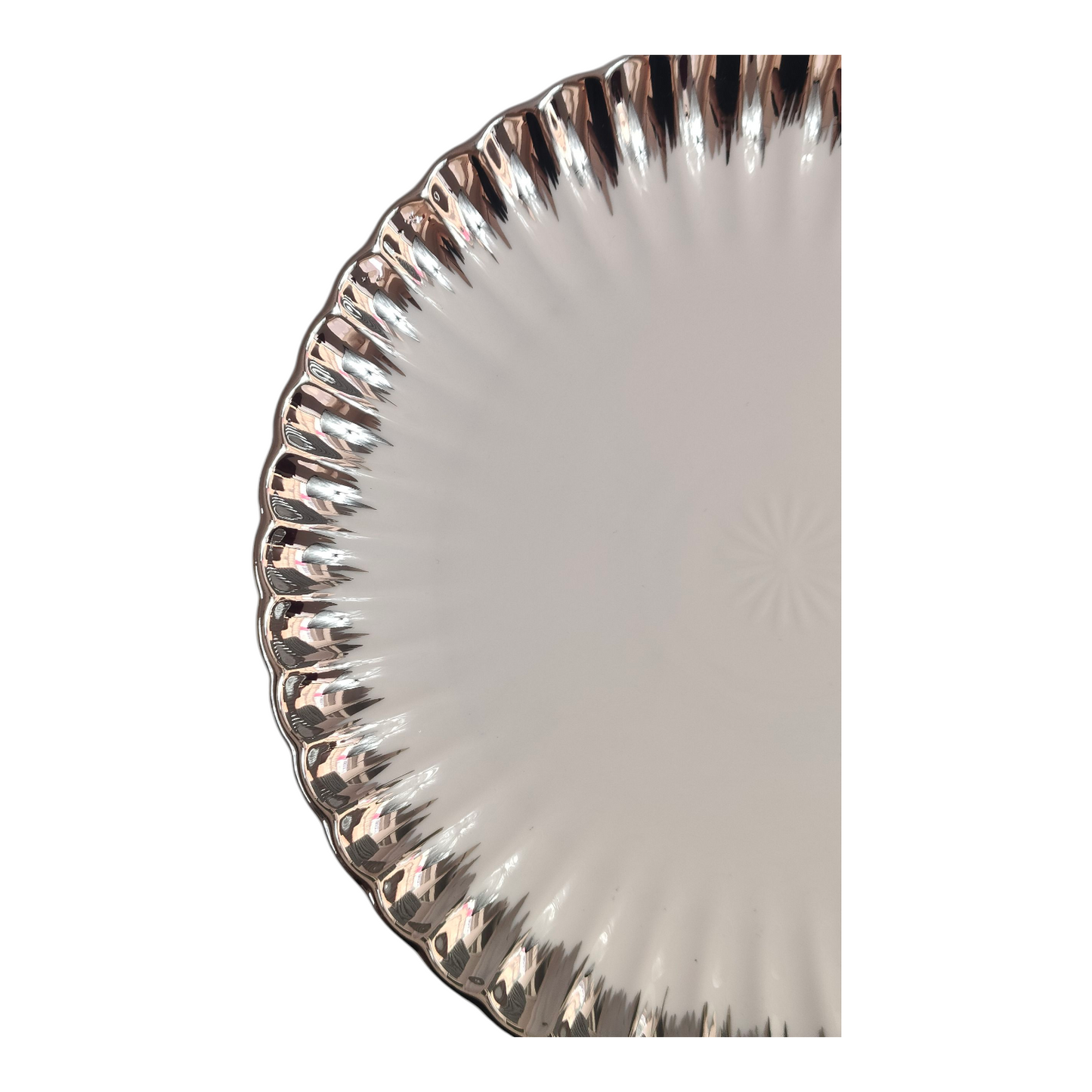 Set de 12 Platos Redondos Elegantes con Borde Plateado ✨ Vajilla Moderna y Sofisticada