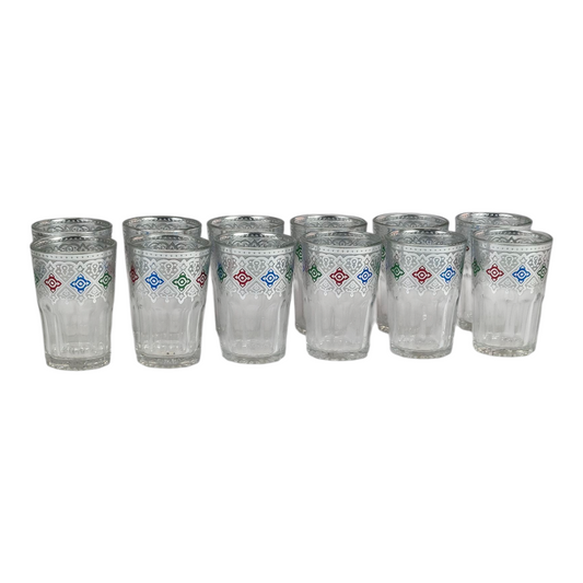 Vaso de Cristal Decorado para Té Árabe - Estilo Azul y Dorado Oriental