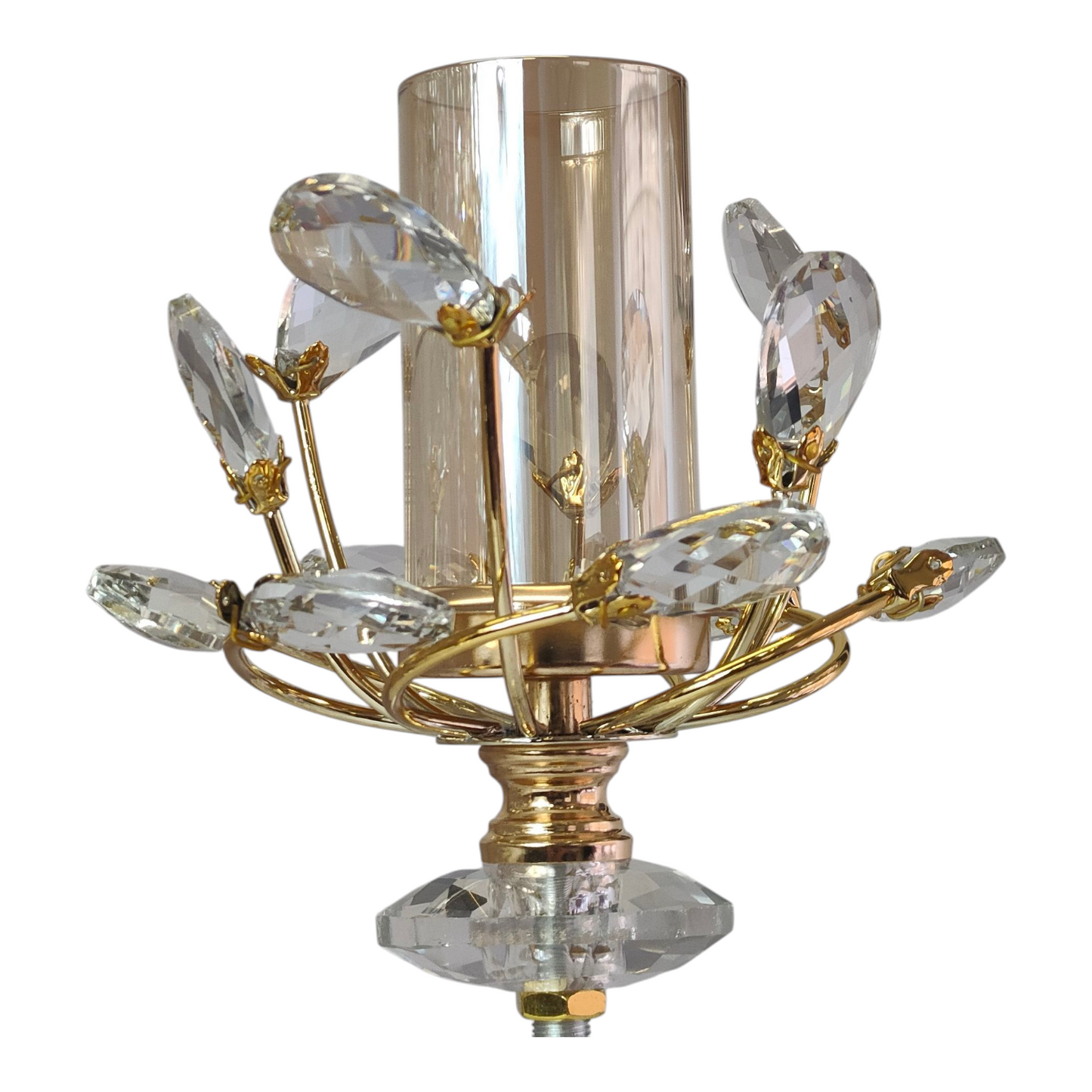 Candelabro de Cristal y Metal Dorado con 5 Brazos — Diseño de Lujo y Elegancia