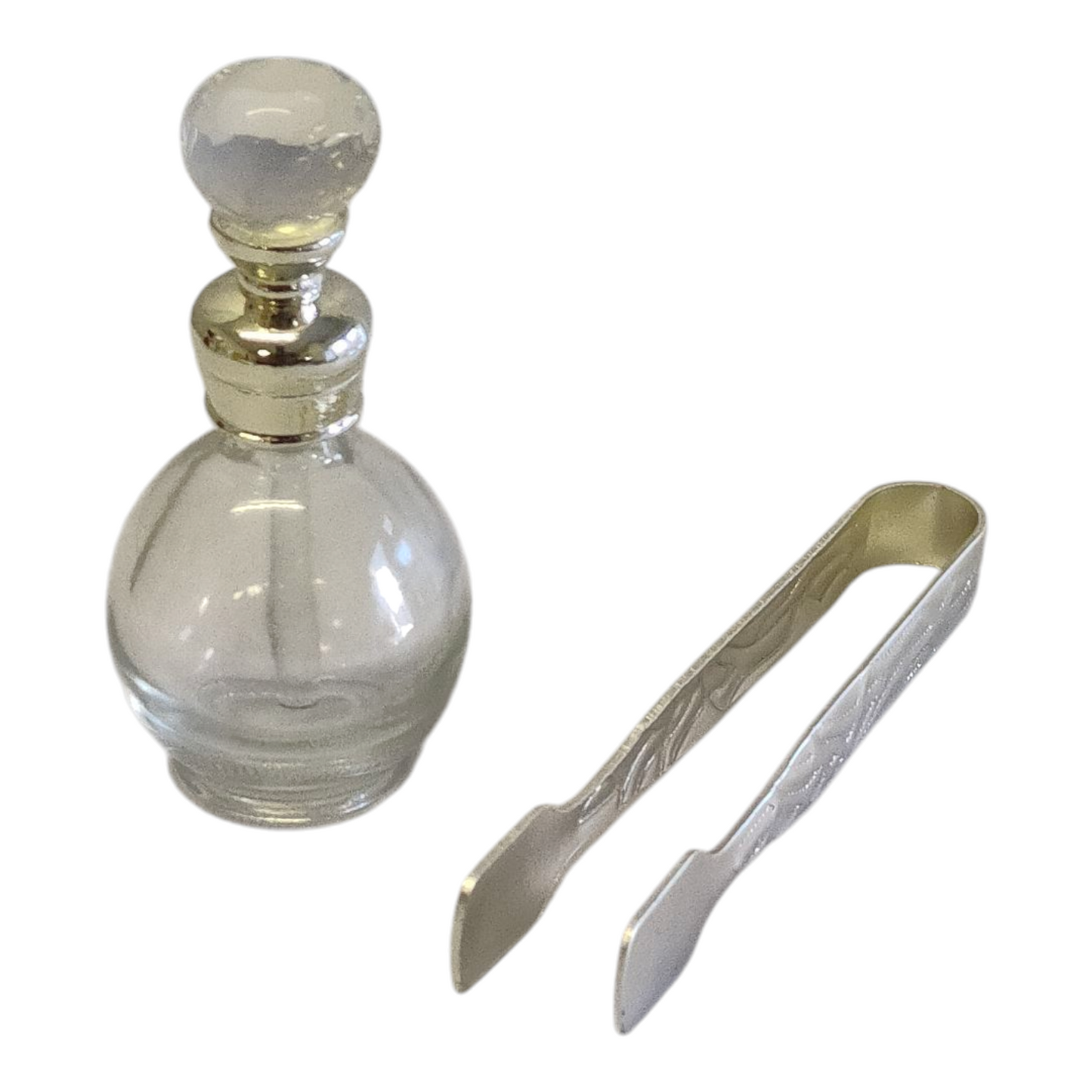 Set Árabe de Incienso y Perfume Plateado — Bandeja de Cristal y Metal de Lujo