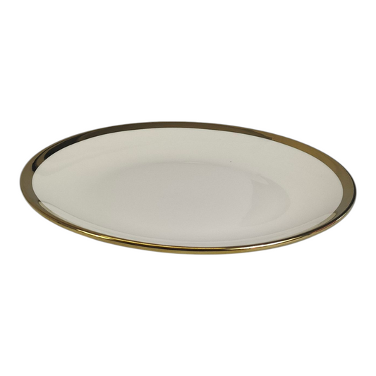 🏷 Plato de Cerámica Ø22,5 cm – Borde Dorado Elegante