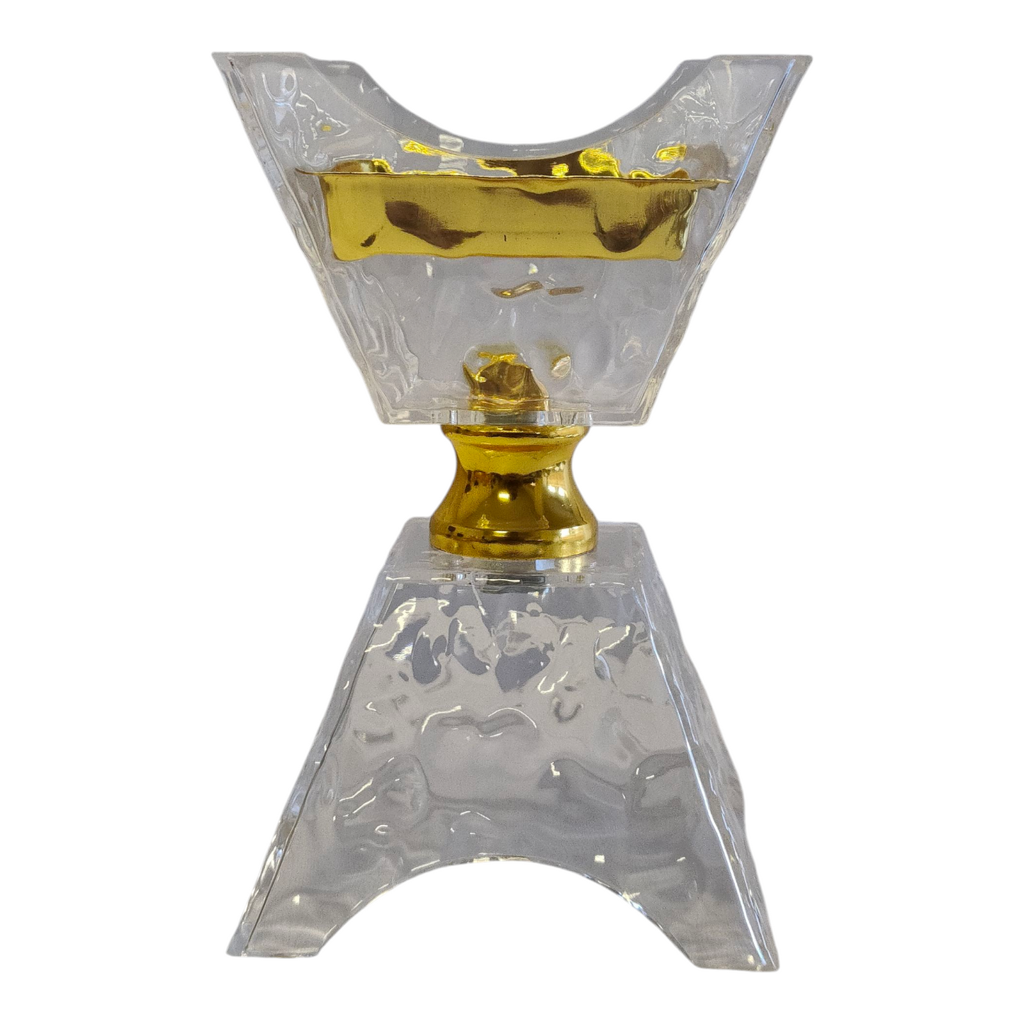 Quemador de Incienso Árabe Transparente y Dorado — Diseño Moderno de Cristal