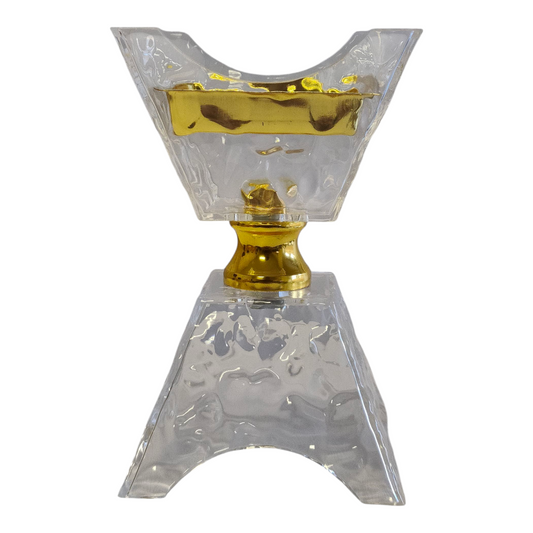 Quemador de Incienso Árabe Transparente y Dorado — Diseño Moderno de Cristal
