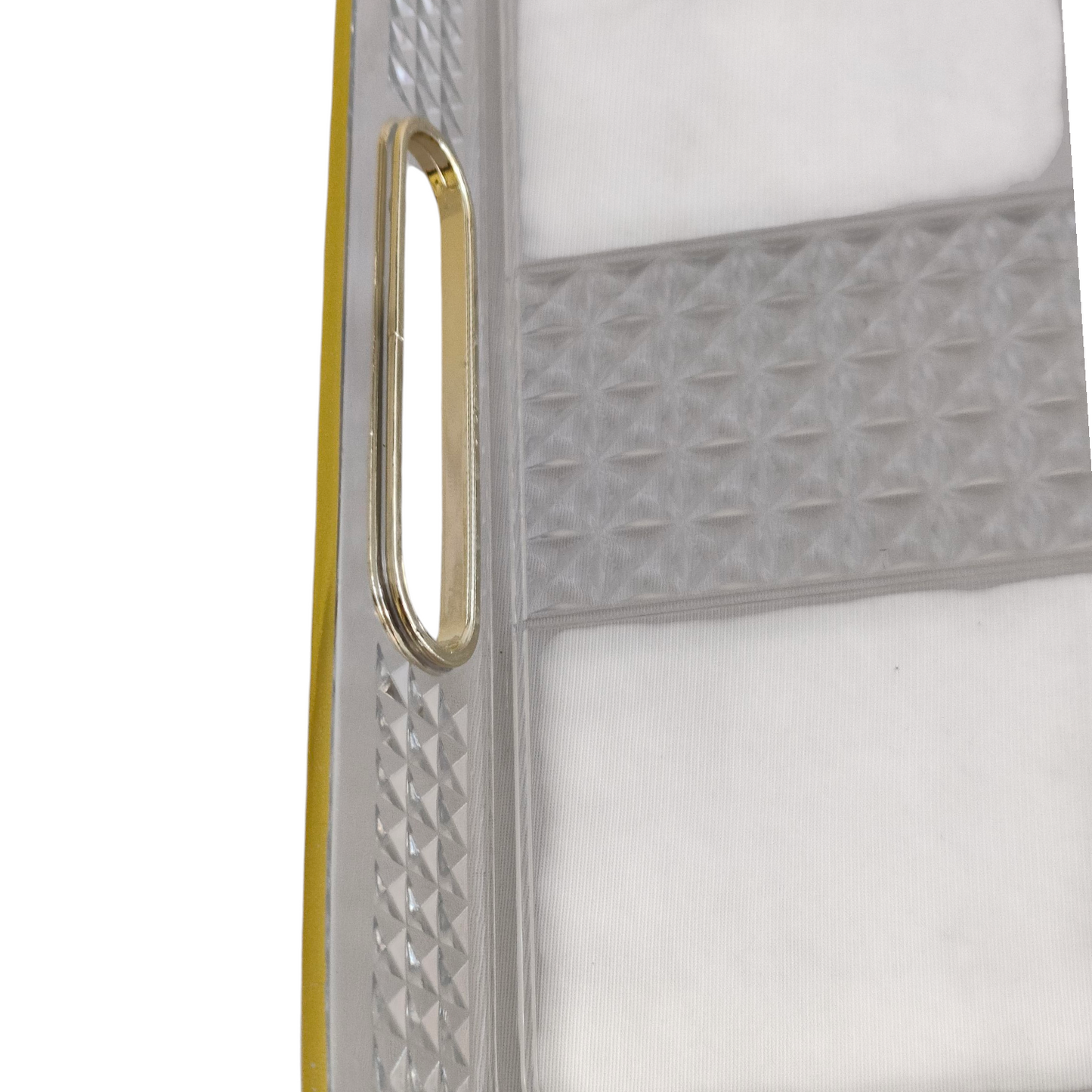 💎 Bandeja Rectangular de Cristal con Relieve y Borde Dorado — Estilo y Distinción ✨