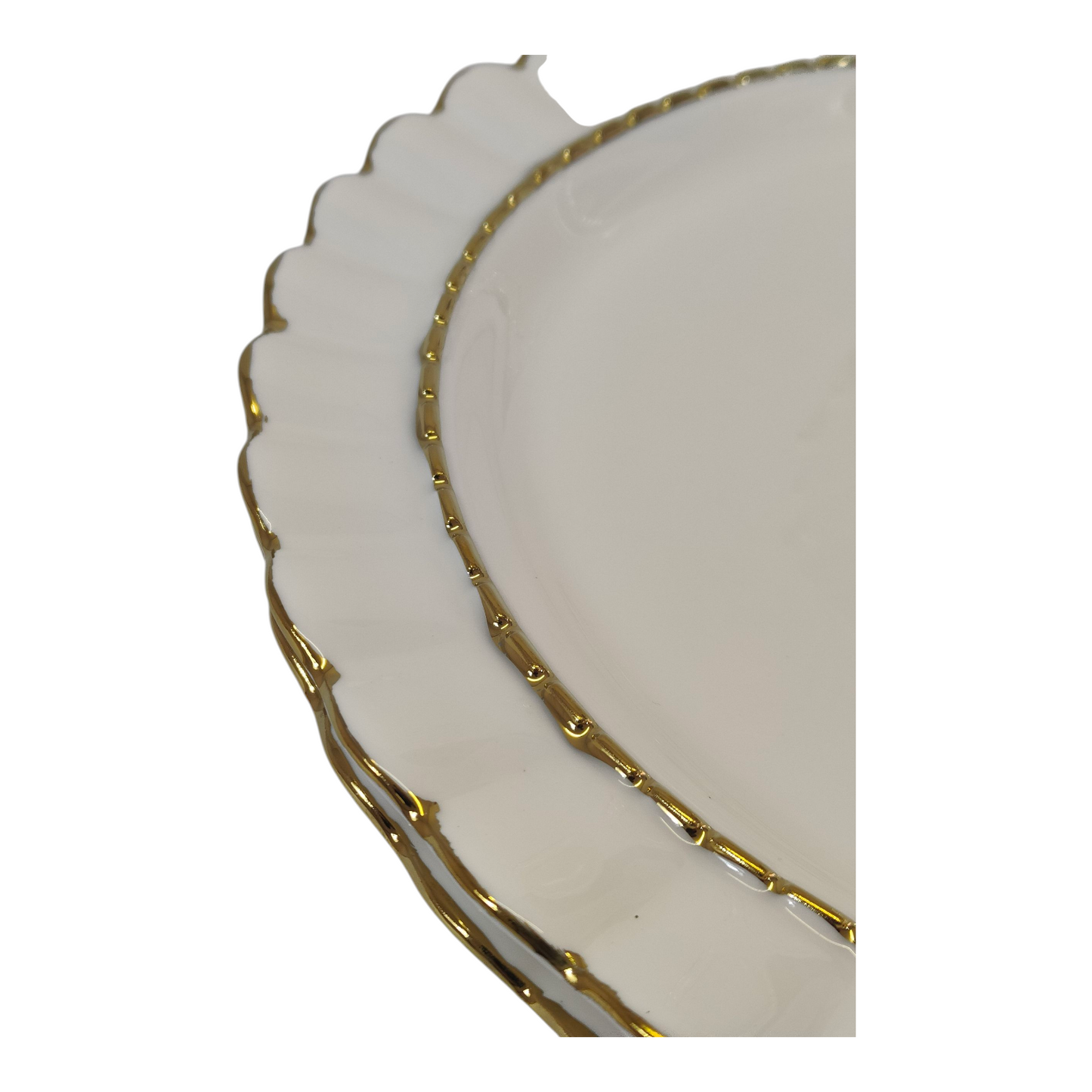 Set de 6 Platos Llanos Elegantes Blancos con Borde Dorado Ø30,5 cm