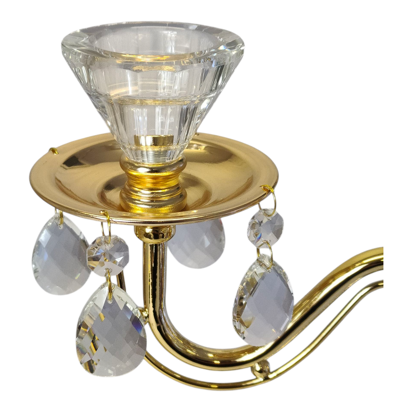 Candelabro de Cristal y Metal Dorado con 5 Brazos — Estilo Clásico y Lujo Brillante