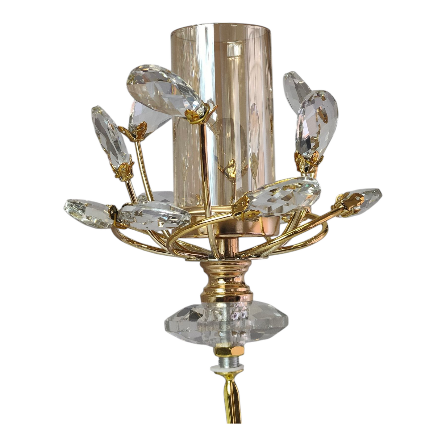 Candelabro de Cristal y Metal Dorado con 5 Brazos — Diseño de Lujo y Elegancia