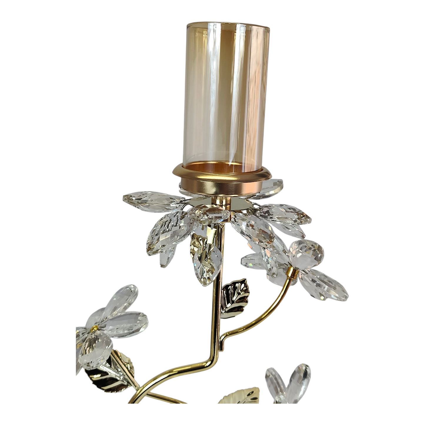 Candelabro Dorado con Detalles de Cristal y Diseño Floral Elegante 🌸✨