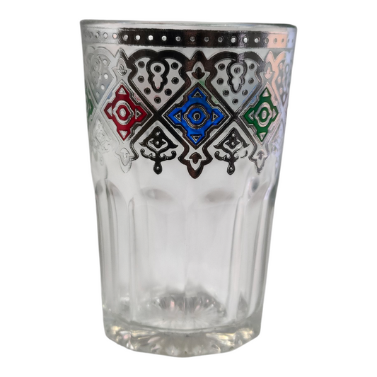 Vaso de Cristal Decorado para Té Árabe - Estilo Azul y Dorado Oriental