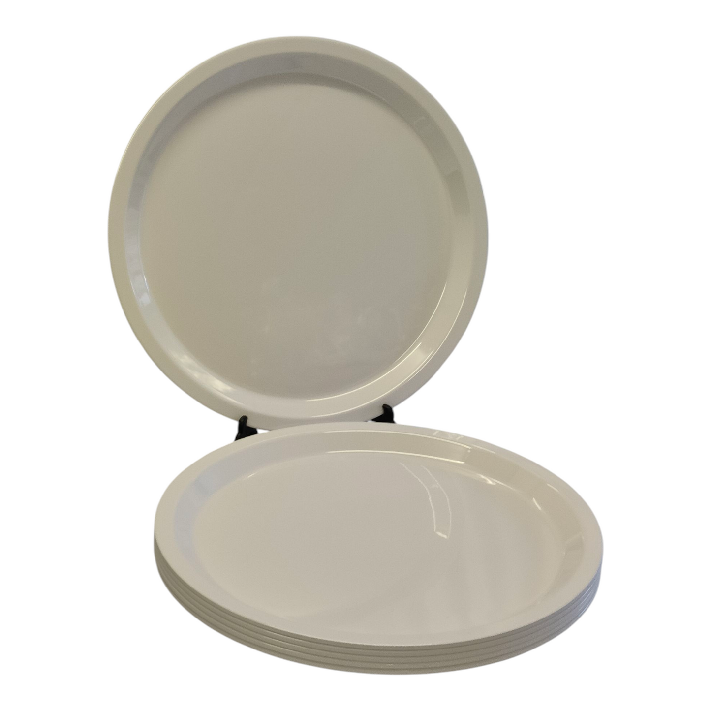 Set of 6 White Dinner Plates – Minimalist Design with Raised Rim 40 cm Ø