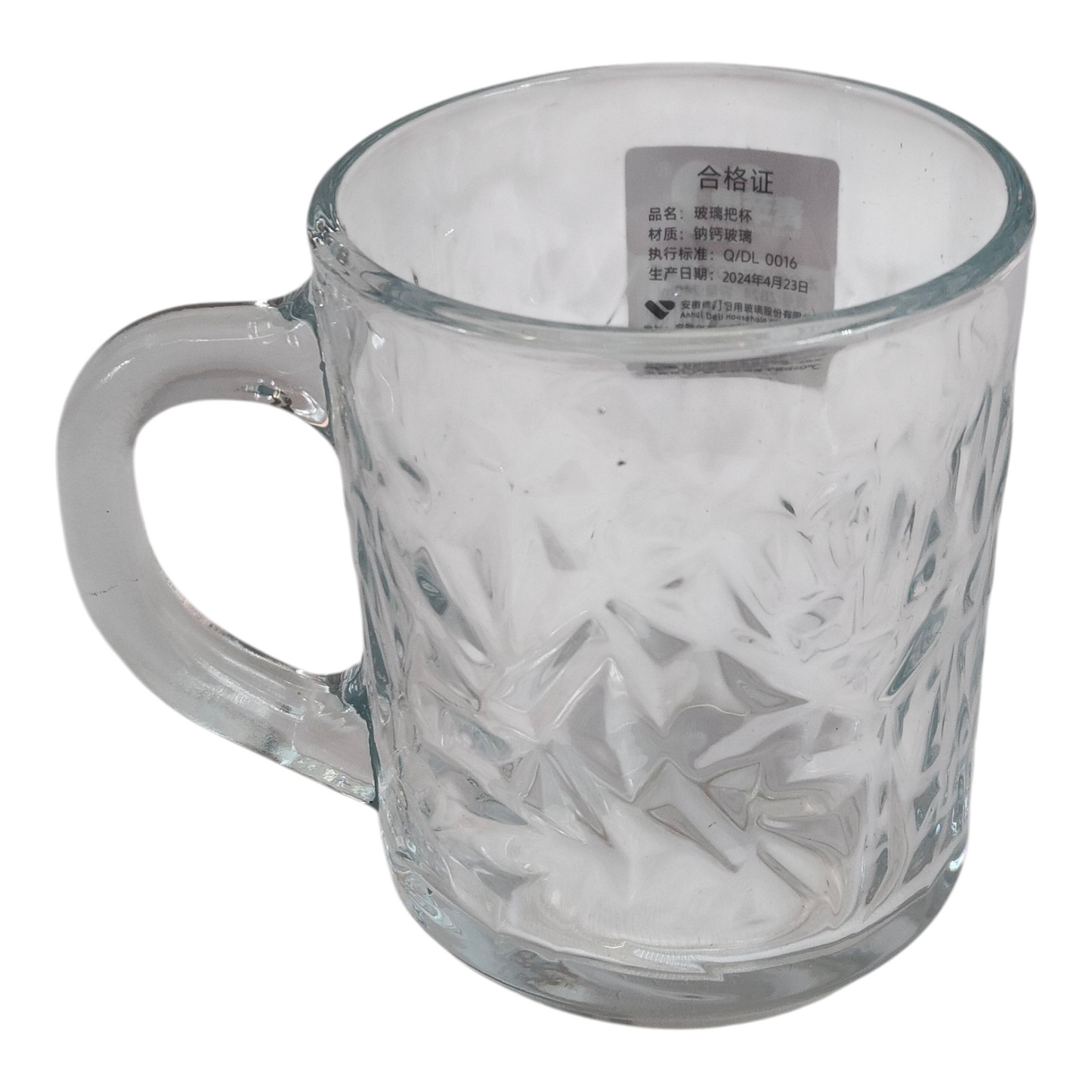 Set de 6 tazas de cristal con relieve y asa