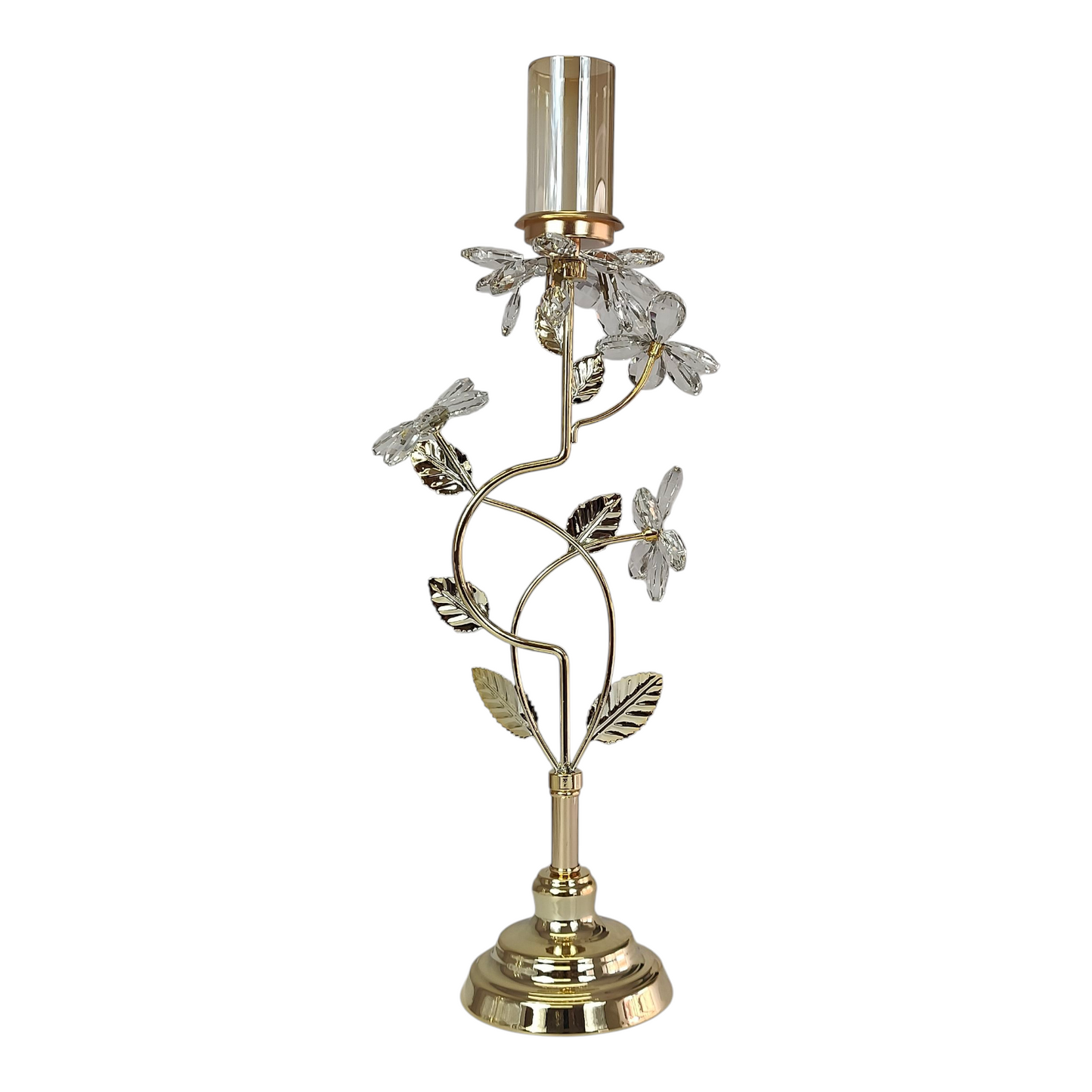 Candelabro Dorado con Detalles de Cristal y Diseño Floral Elegante 🌸✨