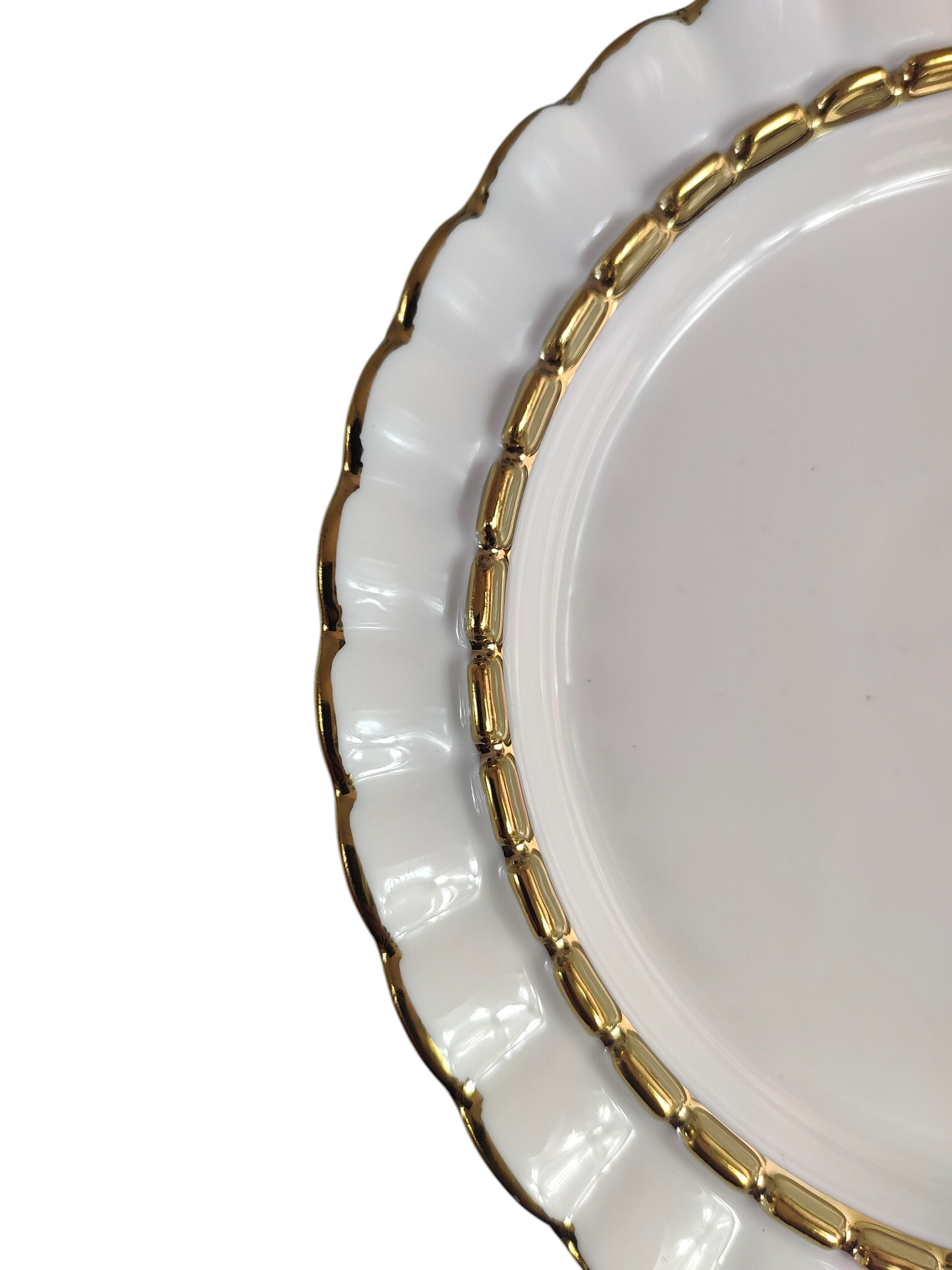 Juego de 12 Platos de Postre de Porcelana con Borde Dorado Ø 15,8cm – Diseño Elegante Clásico