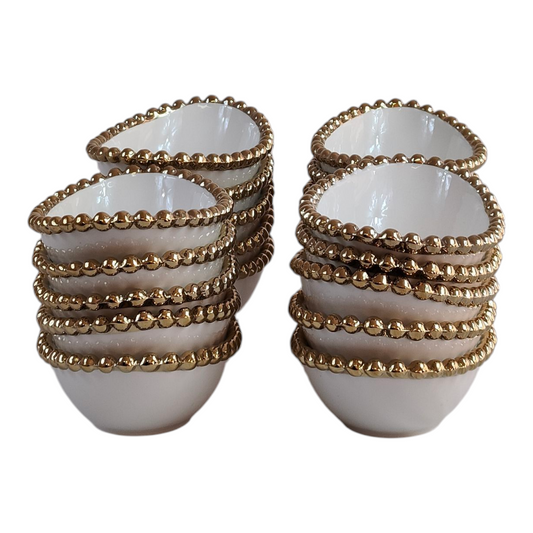 ✨ Set de 20 Cuencos Ovalados de Porcelana con Borde Dorado 14,5cm x 10cm ✨